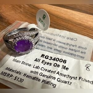 Bomb Party Ring RG34006 All Eyes On Me  Amethyst Hematite size 8 NEW NWT